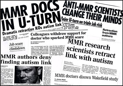 Isječci novinskih naslova na dan povlačenja Wakefieldovog teksta iz The Lanceta