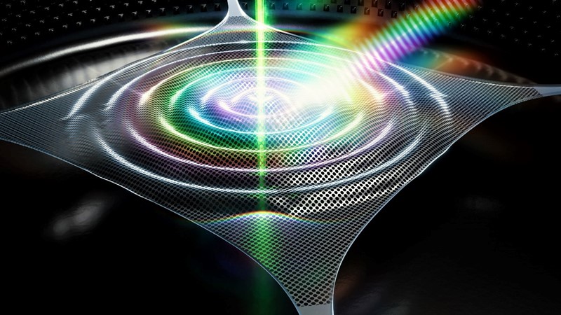 Laserska zraka prolazi kroz sredinu membrane trampolina stvarajući vibracije unutar materijala 📷 Sciencebrush