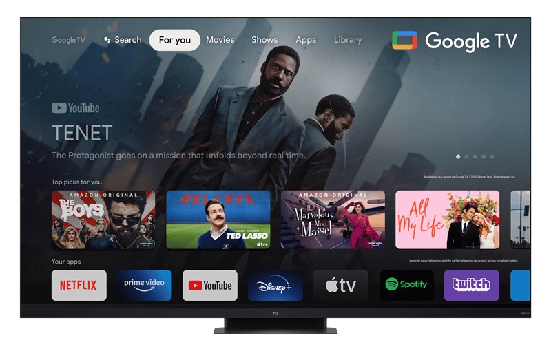 TCL C935 ima Google TV pametno sučelje koje nudi aplikacije za sve relevantne streaming servise i najveći katalog aplikacija na tržištu