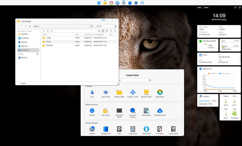 Glavni ekran operacijskog sustava TOS 6.0