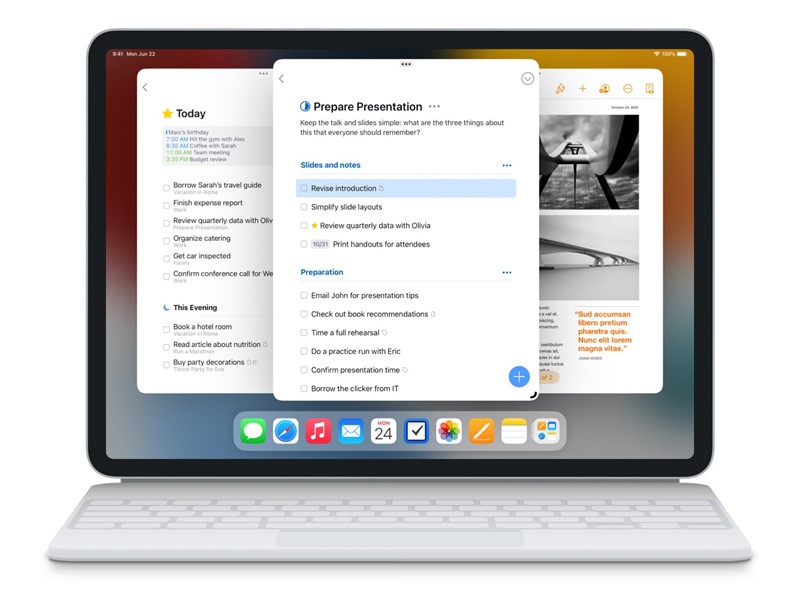 Stage Manager (iPadOS 16) – Novi način rada s više prozora omogućuje prikaz više istodobnih Thingsovih prozora