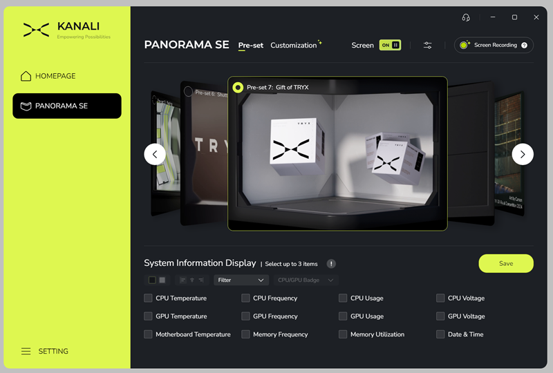 Aplikacija Kanali omogućuje i učitavanje korisničkih fotografija ili animacija. Tu je i opcija Screen Splitting, koja bi učitanu grafiku trebala duplicirati na dva jednaka dijela, ali u našem slučaju rezultirala je crnim ekranom