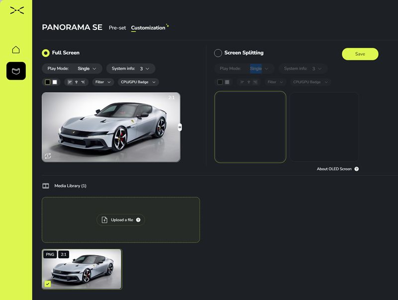 Aplikacija Kanali omogućuje i učitavanje korisničkih fotografija ili animacija. Tu je i opcija Screen Splitting, koja bi učitanu grafiku trebala duplicirati na dva jednaka dijela, ali u našem slučaju rezultirala je crnim ekranom