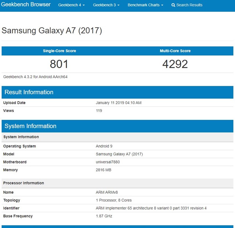 Galaxy A7 (2017) - Android 9.0 Pie