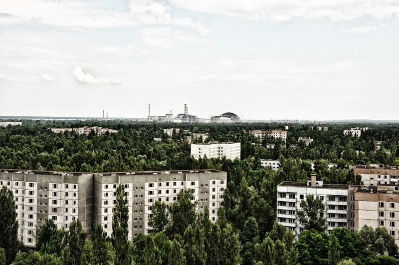 Pogled na NE Černobil iz Pripjata