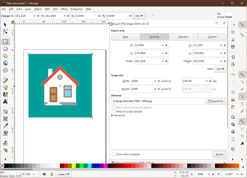 Danas na web-stranicama možete slobodno koristiti vektorske (SVG) ilustracije jer ih većina današnjih web-browsera podržava, no ako vam i dalje trebaju rasterski formati, recimo, za ubacivanje u videozapis, pomoću Inkscapea vektorsku ilustraciju možete eksportirati u željenoj razlučivosti u PNG datoteku
