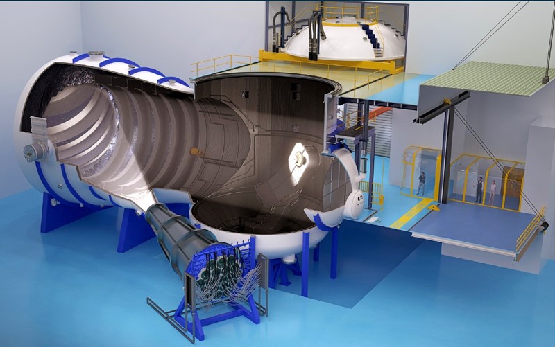 Veliki svemirski simulator velika je komora sposobna reproducirati okruženje slično svemirskom. Njegove crpke mogu izvući sav zrak kako bi stvorile visoki vakuum, a tekući dušik koji cirkulira kroz termalne panele može sniziti temperaturu na hladnih -180 °C 📷 ESA/ATG