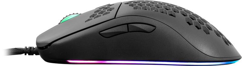 Zahvaljujući osvijetljenom rubu, baze miš djeluje kao da lebdi na podlozi, pa na stolu djeluje impresivno