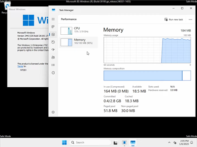 Windowsi 11 mogu se pokrenuti na samo 184 MB radne memorije