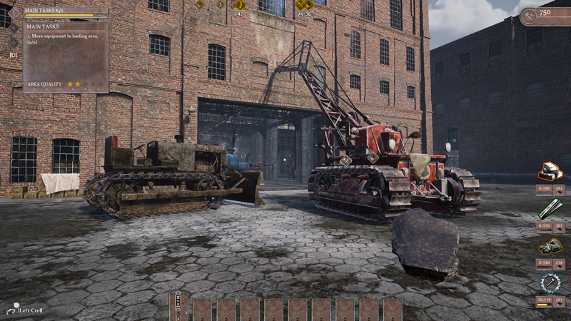 Osim ručnih alata, na raspolaganju su vam radni strojevi i prijevozna sredstva, što vam omogućuje rušenje velikih građevina i brže kretanje mapom