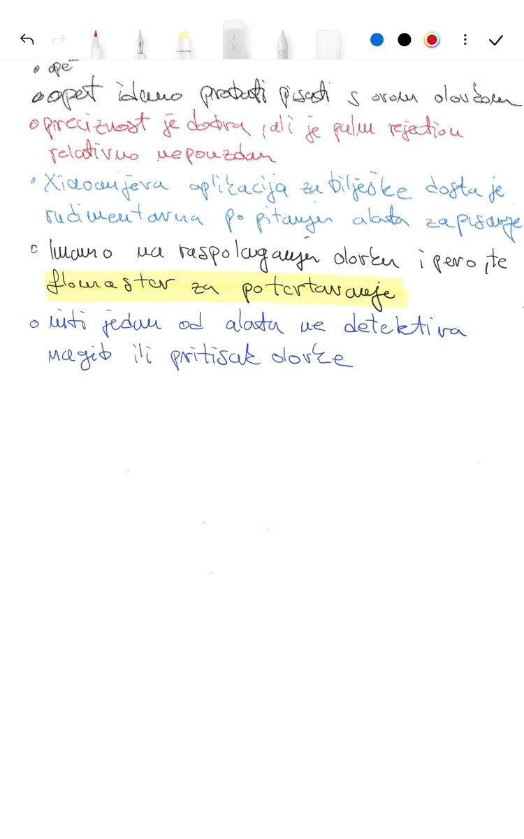 Xiaomijeva aplikacija bilješke osnovni je alat za korištenje aktivne olovke